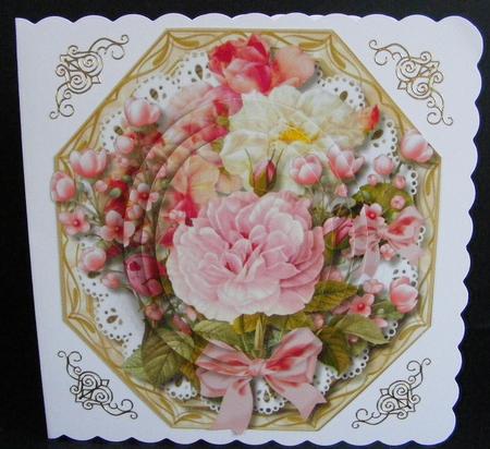 Lovely Octagonal with Pink Roses , Pyramid by Diana Holmes