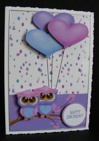 Love Owls Birthday or Anniversary Card Front by Diana Holmes