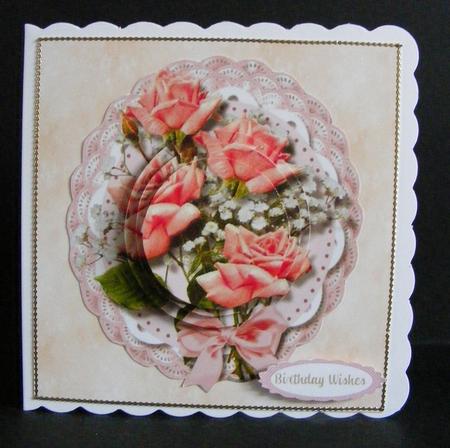 Lovely Pink Roses in Double Frill , Pyramid by Diana Holmes