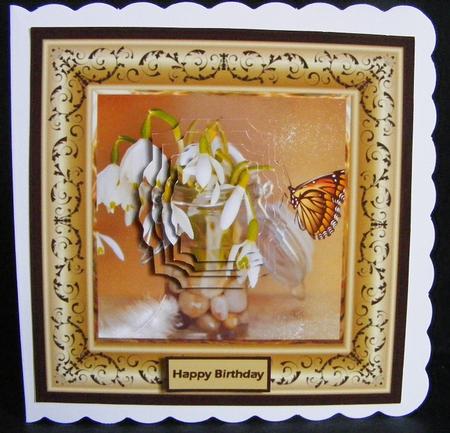 Snowdrops and Butterfly 7x7 Card and Pyramid by Diana Holmes