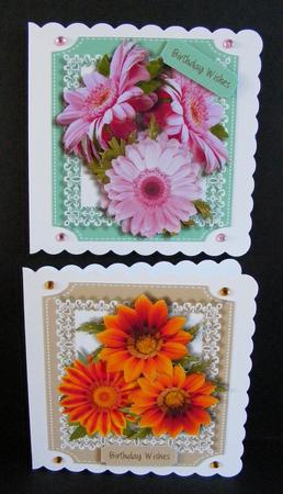 2 Flowers Toppers in Pink and Orange  by Diana Holmes