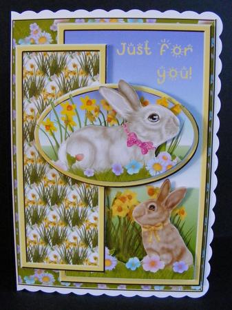 Oval Sketch Card - Easter Bunnies by Diana Holmes