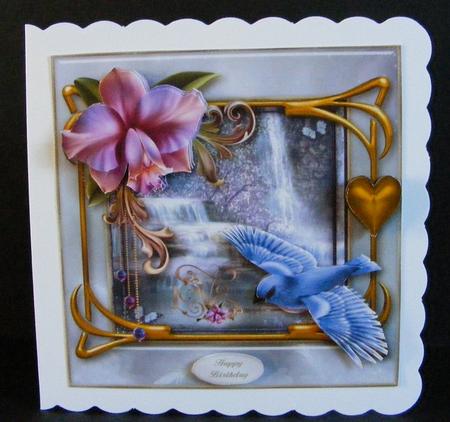 Blue Bird & Orchid Card Topper by Diana Holmes