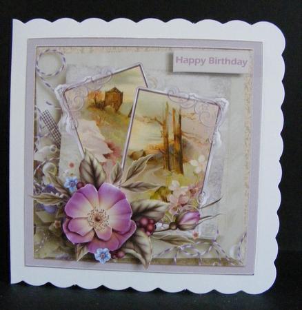 Country Scene and Flowers 7x7 Card by Diana Holmes