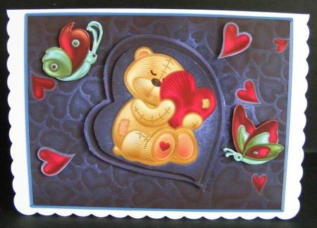 Embroidered Valentine Bear by Diana Holmes