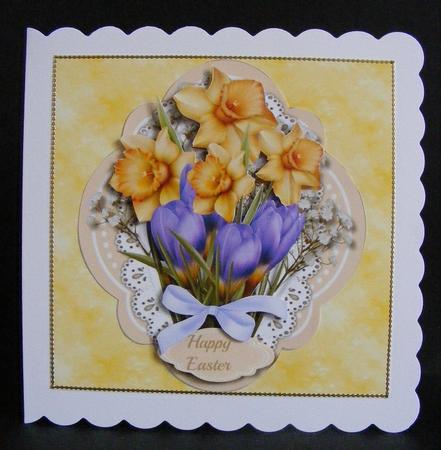 Beautiful Daffs and Crocus in a Quadrefoil Frame  by Diana Holmes