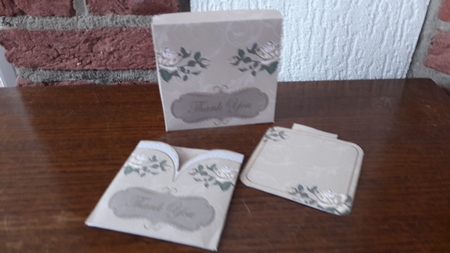 Cream Roses Thank You Mini Pocket Card & Keepsake Box Kit by Diana Koeleveld