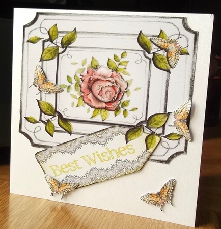 Best Wishes - Rose & Butterflies by Diana Newson