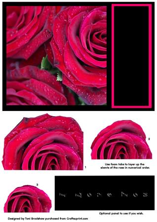 I Love You Red Rose Decoupage by Diana Newson