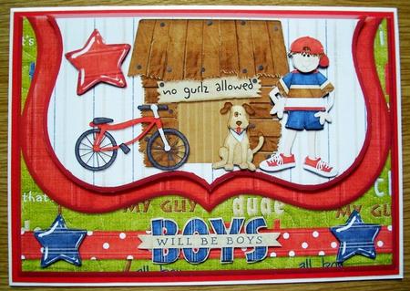 Boys Will Be Boys Bracket Mock Envelope Card Front by Diana Newson