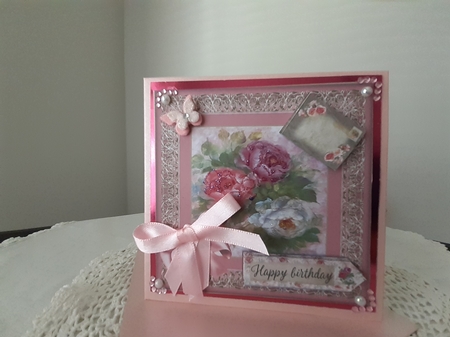 Pink Framed vintage roses by Diane Carbis