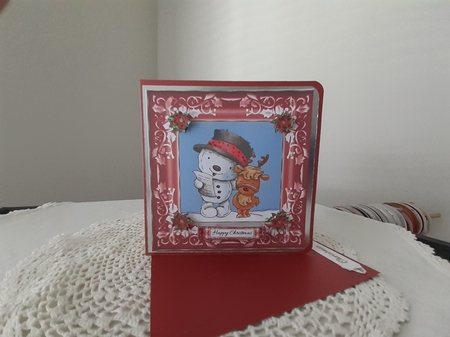 Cute Caroling Snowman And His Reindeer Pal by Diane Carbis