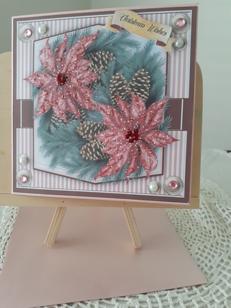 Cerise  Poinsettias and Cones  by Diane Carbis