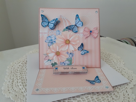 3D Easel Card Mini Kit - Pretty Floral Birdcage with Butterflies by Diane Carbis