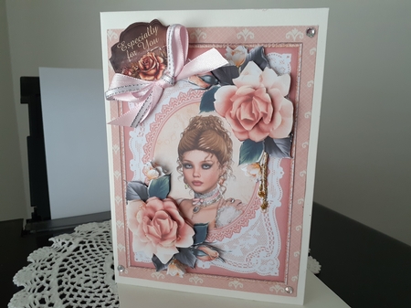 The Empire Lady and Peach Roses Portrait by Diane Carbis