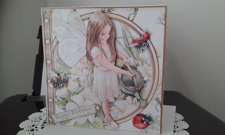 Forest Fairy Evie Cream 7x7 Quick Card by Diane Carbis