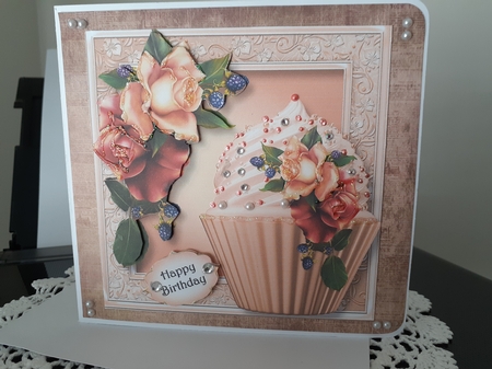 August Mood Roses Cupcake 8x8 by Diane Carbis