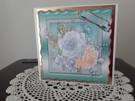 Beautiful Blue and Peach Roses by Diane Carbis