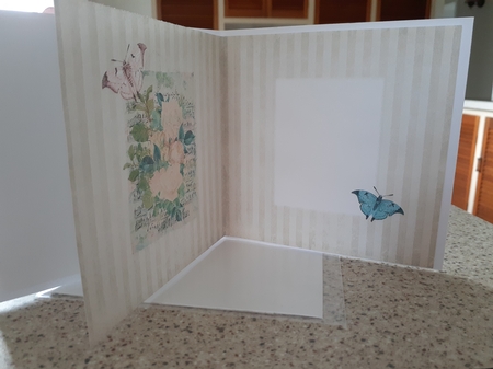6 x 6 Card Insert Shabby Chic Yellow Roses on Sepia Striped Background by Diane Carbis
