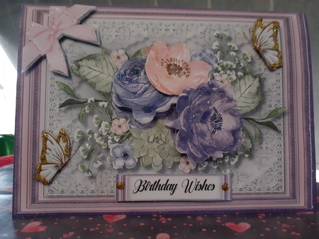 A5,Lilac Roses and White Butterflys by Diane Carbis