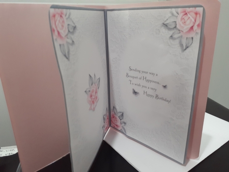 Triple Square Soft Grey and Pink Flowers by Diane Carbis