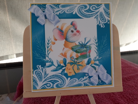 Cute Christmas mouse with cheese 8x8 by Diane Carbis