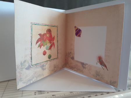 6 x 6 Card Insert Christmas Poinsettias & Baubles on Gold Background, Blank by Diane Carbis