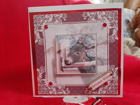 Christmas Vintage Donkey & Robins Lace Filigree Topper  by Diane Carbis