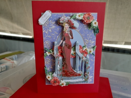Vintage Lady In Red Hat by Diane Carbis
