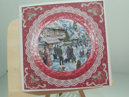 3 Red Christmas scene card fronts/toppers 10 by Diane Carbis