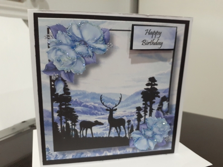 Stag Silhouette (Female) - Winter Hills 8x8 by Diane Carbis