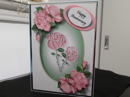 Faux Paper Cut Pink Roses A5 by Diane Carbis