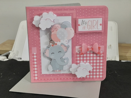 New Baby Girl Elephant With Baloons by Diane Carbis