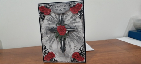 Sympathy 5 - A5 card front with decoupage by Diane Carbis