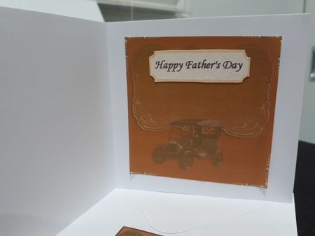 Insert for Sepia Model T Ford Male Anniversary Card A4 sheet with Decoupage by Diane Carbis