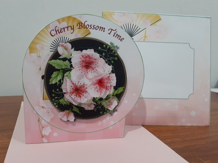 Cherry Blossom Time - Cut & Fold Card with Pyramid Decoupage   by Diane Carbis