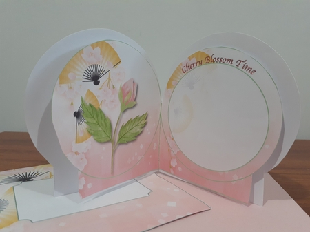 Cherry Blossom Time - Cut & Fold Card with Pyramid Decoupage   by Diane Carbis