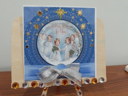3 Blue sweet Christmas angel card front/toppers 5 by Diane Carbis