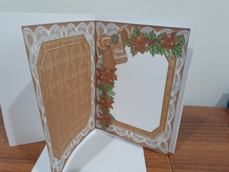 Reindeer Merry Christmas 7x5in Fancy Lace Foldable Insert by Diane Carbis