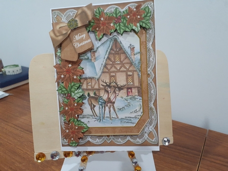 Reindeer Merry Christmas 7x5in Fancy Lace Step by Step by Diane Carbis