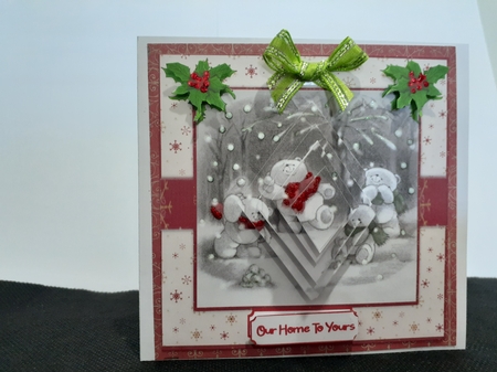 Teddys Playing in the Snow , Pyramid by Diane Carbis