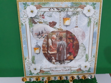 Christmas Vintage Baubles Decoupage 7x7ins Topper 25 by Diane Carbis