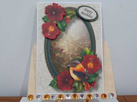 Beautiful Bird & Rich Red Flowers A5 by Diane Carbis