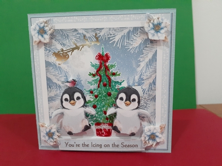 Happy Christmas Penguins Decoupage Topper 1 by Diane Carbis