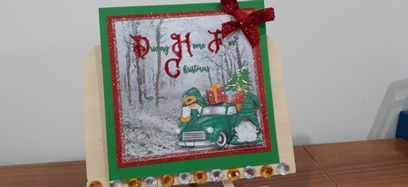 Driving home for christmas 7 x 7 card topper by Diane Carbis