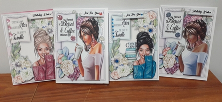 4, Lovely A5 Card Fronts, Classy Girls by Diane Carbis