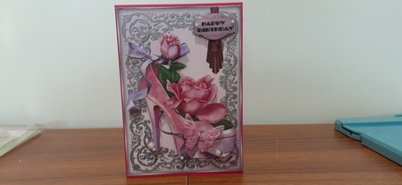 Fancy Pink Shoe with Flowers by Diane Carbis