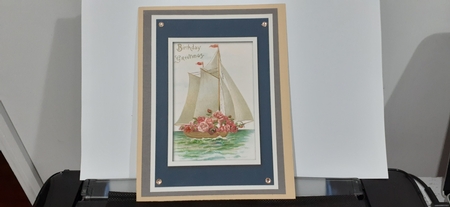 Vintage Birthday Sailing Boat A4 by Diane Carbis