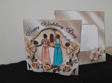 Happy Wedding Day - Cut & Fold Card with Stand Out Front Panel. by Diane Carbis