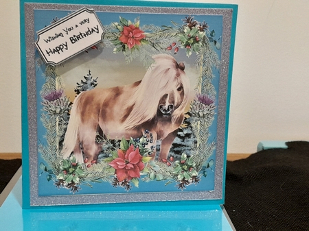 3 Poinsettia Highland pony card front/toppers 1 by Diane Carbis
